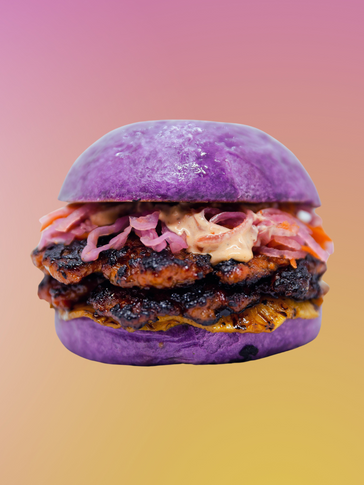 Tocino Burger with Ube Bun